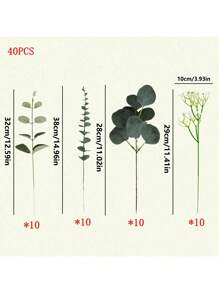 20PCS/40PCS/60PCS 人造花-桉树叶、苹果叶、满天星、假植物、家居、餐厅、客厅、户外花园装饰、插花艺术、摄影道具、秋季、春季、花瓶、花墙、花环、新娘花束、婚礼装饰、DIY 花环材料、生日派对装饰材料、家居装饰配件、情人节、新年礼物