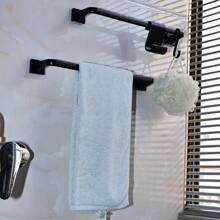 wuyun 1 pieza Toallero sin taladro, estante para zapatos montado en la pared, estante de almacenamiento de barra única, estante de almacenamiento de toallas, estante de almacenamiento de zapatos, toallero simple, toallero de plástico, toallero de barra única - Negro - Ver 11