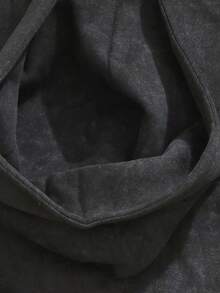 Felpa con cappuccio casual da uomo con fodera termica e lavaggio acido, aperta davanti - nero - Visualizzare 5