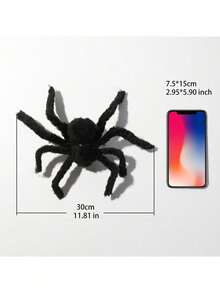 1 Stück schwarze behaarte Halloween Spinne mit roten Augen, gruselige Plüsch Tarantel Requisite, realistischer unheimlicher Insekten Dekor für Spukhaus, Kamin, Eingangsbereich, Tisch, Rasen, Wand, Party, Innen- und Außenbereich, Trick or Treat Aufstellung