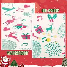 100 Peças Papel Impermeável para Embrulho de Alimentos com Estampa de Cervo de Natal, Papel de Forro Multiuso para Cestas de Alimentos, Adequado para Todas as Ocasiões como Hambúrgueres, Batatas Fritas e Sanduíches, Perfeito como Presente de Natal para Amigos e Família - Multicolorido - Visão 6