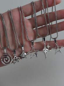 6 Stücke Vintage Gothic Edelstahl Halsketten, Punk Hip Hop Hala Anhänger, unisex Modeschmuck, geeignet für den täglichen Gebrauch und besondere Anlässe, ideale Geschenke zum Valentinstag, Ostern, Halloween
