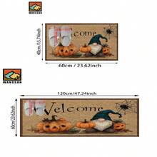 1pc Halloween Pumpkin Spider Silk Patterned Bathroom Anti-Slip Mat, Made Of Artificial Cashmere Material, With Fluffy Decoration, Suitable For Doors, Bathrooms, Kitchens And Other Occasions, Machine Washable, Anti-Slip, Daily Decoration, Can Be Given