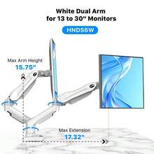 Dual Monitor Arm Adjustable Gas Spring Monitor Mount For Gaming And Home Office Setups, Monitor Arm Hold Up To 30" With 19.8 Lbs Max Weight And C-Clamp Or Grommet Hole Mounting - 白色雙顯示器支架(支援 13 至 30 吋) - 查看 1