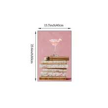 Tranh treo tường hình chồng sách màu hồng, tranh sơn dầu trên vải bố, poster cocktail Martini màu pastel, trang trí hoa văn cổ điển, thích hợp cho phòng khách, phòng ngủ, quán bar, ký túc xá, quà tặng cho người yêu sách, có khung hoặc không khung. - Nhiều màu - Xem 11