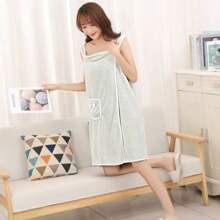 1 pieza Falda toalla de baño contemporánea - Super absorbente, de secado rápido, de felpa de coral, de poliéster, solo lavado a mano, tela de punto con tema fantástico para familia, exterior, spa, sauna - Toallas de ducha de regalo de Navidad para salón de belleza, hotel, deportes, artículos esenciales para el hogar, toalla, cuidado de la piel