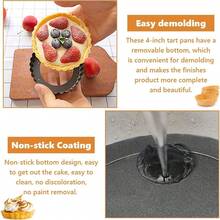 10pcs,Removable Bottom CakeMold, Pie Mold, Egg Tart Mold, DessertMold, Muffin Mold, Suitable For Pie,Baking,Cheesecake,Desser - Multicolor - View 3