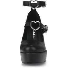 Women's Thick Heels Platform Heart Buckle Strap Mary Janes High Heel Round Toe Goth Shoes Black Select Size - Multicolor 003 - View 3