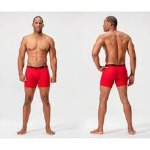 Men's Cool Dry Mesh Boxer Trunks 6-Inch Briefs, 3-Pack - 6吋(黑色/紅色/鋼色) - 查看 2