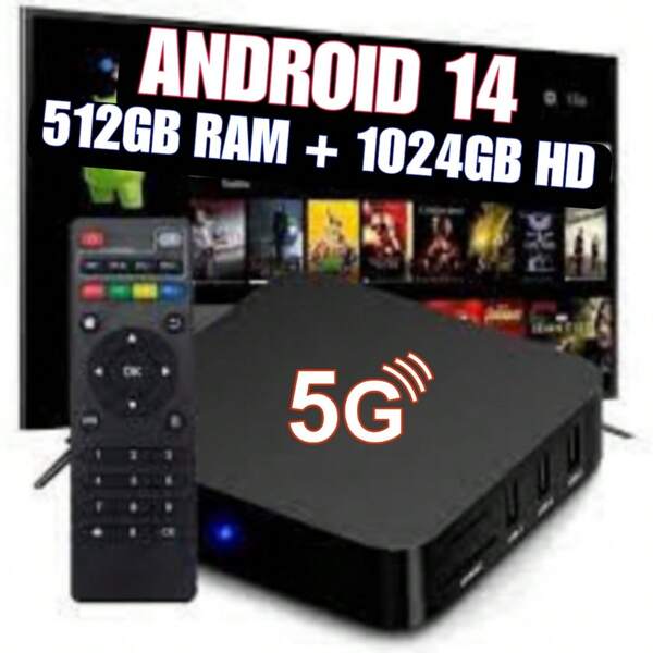 SMART BOX Android Tv - Android 14  512GB RAM  1024GB WIFI 2,4GHZ e 5G