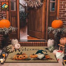 1pc Halloween Pumpkin Spider Silk Patterned Bathroom Anti-Slip Mat, Made Of Artificial Cashmere Material, With Fluffy Decoration, Suitable For Doors, Bathrooms, Kitchens And Other Occasions, Machine Washable, Anti-Slip, Daily Decoration, Can Be Given