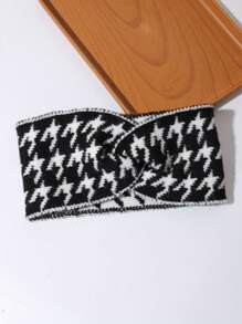 1 件高品质千鸟格印花针织头带，宽打结弹性发带，适合女士，适合户外、运动、街头、度假，适合隐藏白发，防风，是情人节、感恩节、学校用品、大学、头带的最佳礼物 - 咖啡棕 - 查看 8