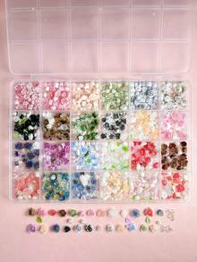 1Box Mixed  Sweet Pearl Leaf Flower Nail CharmS French Retro Rose DIY Stud Hair Clip Nail Art Decorations  Accessories DIY Crafts - 彩色 - 查看 3