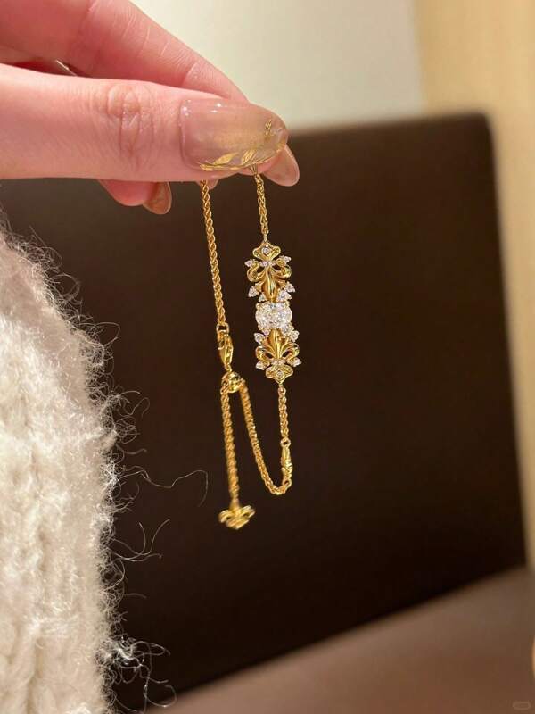 1pc Snow Warbler Pigeon Egg Bracelet Female Ancient Method Heavy Industry Warbler Tail Flower Full Of Diamonds Burst Flash Bracelet