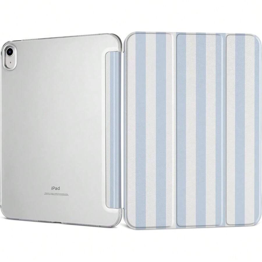 Simple Blue And White Stripes Pattern Tablet Protective Case,Compatible With Apple IPad 9.7/10.2/10.5/10.9/12.9/Pro/Mini,10th/11th Gen, Air 11inch, Compatible With Samsung Galaxy Tab S6 Lite 10.4 Inch,Soft Anti-Fall Protection,Smart Stand/Automatic Wake Up/Sleep - iPad 保護殼 條紋 - 查看 1