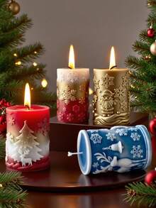 Stampo in silicone cilindrico 3D per candele natalizie (design piatto di renne e fiocchi di neve) - Per candele festive fai-da-te/artigianato in cera per aromaterapia, riutilizzabile e facile da smontare, ideale per decorazioni natalizie per la casa e regali fatti a mano - Stampo artigianale in silicone