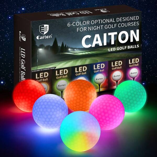 Caiton Balles de golf Caiton PRO LED qui brillent dans le noir | Ensemble de 6 balles de golf de nuit premium avec une lumière ultra-brillante, longue durée et activée par l'impact pour les jeux de golf de nuit, cadeau de golf pour hommes et femmes (couleurs mélangées)
