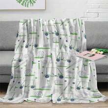 Soft Flannel Golf-Themed Throw Blanket - Cozy All-Season Blanket With Vibrant Golf Design, Perfect For Home Decor, Camping, And Gifts - Mixed Colors, Contemporary Style, Multi-Purpose Use, Cozy Blanket - 彩色 - 查看 2