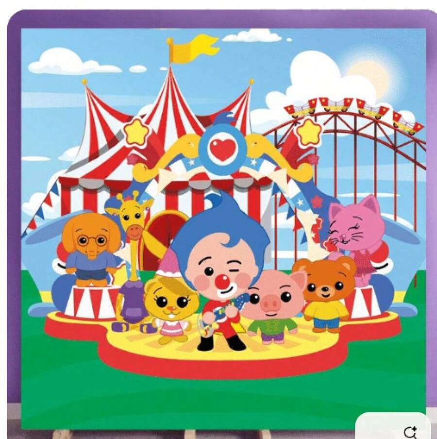 Diverse Cartoon Plim Photo Backdrop Birthday Table Decoration Background Party Supplies Banner Photo Booth Props - 樣式 1 - 查看 1