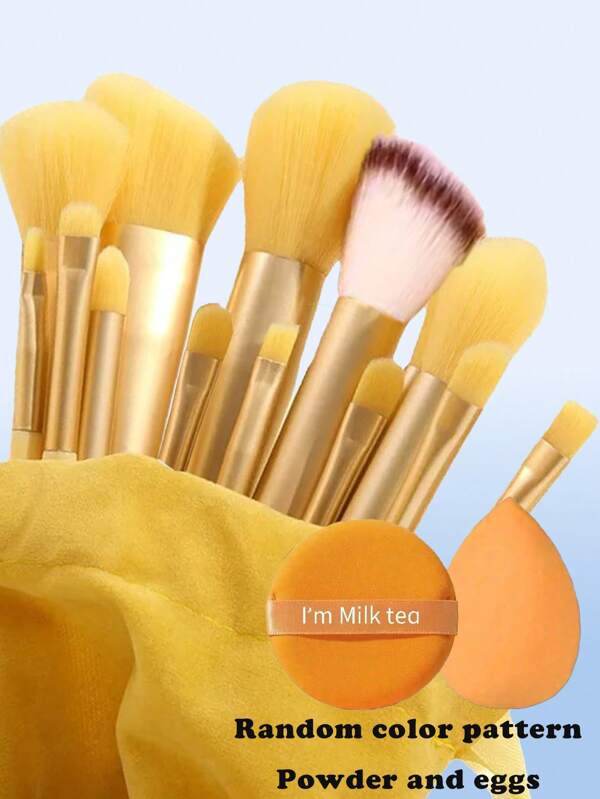 13 Piece Luxury Professional Makeup Brush Set+2 Pieces Makeup Sponge Soft And Mild Polyester Fiber Bristles, Including Rouge Brush, Foundation Make-Up Makeup Brush, Eye Shadow Brush And Lip Brush, Are Ideal Travel Companion And Gift For Beginners To Professionals