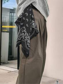 1 pieza Pañuelo de mujer con estampado de anacardo, de material sedoso, pañuelo para la cabeza, pañuelo para el cuello, apto para uso diario