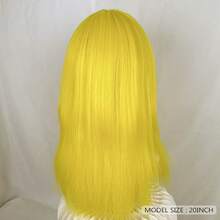 Yellow Long Straight Synthetic Wigs With Bangs Y2K Fluffy Lolita Cosplay Women Wig Heat Resistant For Daily Party - Yellow - View 7