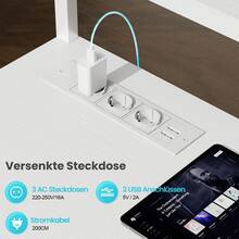 HLONONE Gaming Table with LED, 170 x 100 cm, Gaming Desk, L Shape with 3 Sockets and 2 USB, Reversible Corner Desk, PC Corner Table, Computer Desk with Monitor Stand and Countertop Shelf