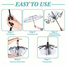 1 Transparent Umbrella, Frosted, Self-Folding, Easy To Carry, Cute Printed And Painted Umbrella, Simple And Elegant Umbrella For Summer Cooling, Beach, Travel