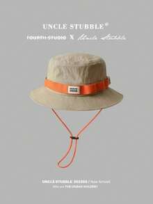 1pc New Fashionable Personalized Versatile Retro Colorblock Bucket Hat, Summer Outdoor Camping Hiking Sun Hat With Drawstring, Suitable For Spring Summer Autumn - Contrast Color Bucket Hat - View 2