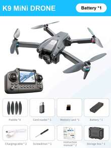 4DRC New K9 MAX Upgraded Aerial Drone Remote With Real-Time Display | 4-Axis Brushless Motors | HD Dual Cameras (Photo/Video) Optical Flow Hover | One-Key /Landing/Roll – Easy For Beginners Perfect Multirotor RC Aircraft & Flying Toy For Indoor/Outdoor/Party Fun & Races WiFi & 2.4GHz | Ideal Birthday, Christmas & Halloween Gift - Black - View 16