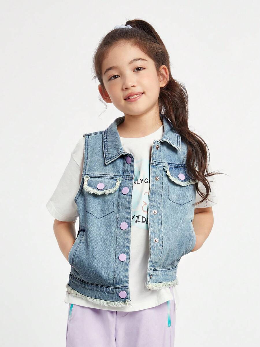 Annil 童装女童女孩成人青少年甜美清凉牛仔三明治公主风刺绣外套秋季