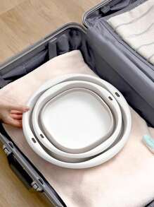 1pc/3pcs Portable Foldable Wash Basin, Vegetable Basin, Foot Basin. Easy To Clean, Lightweight And Extendable. Suitable For Home, Dorm And Outdoor Camping. Used For Camping Sink, Laundry Basin, Bucket, Water Container, Fruit And Vegetable Wash Basin, Cleaning Supplies. Thickened Plastic Foldable Foot Basin And Wash Basin, Essential For Back To School. Foldable Basin, Foldable Basin Set. Home Bathroom Decor Summer