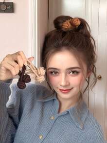 5pcs Women Simple High Ponytail Elastic Hair Ties Set, Rubber Bands Fashion Versatile Minimalist Style Hair Accessories, Suitable For Daily Outing, Commuting, Party, Casual, Vacation To Tie Ponytail And Bun ,Gym Sport Outfit