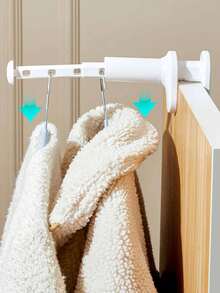 5pcs/1pc Clothes Hanger Set, Dorm Room Drying Rack For Bunk Beds, Foldable Retractable Clothes Drying Rack, Portable Clothes Hanger, Thick Durable Multi-Function Retractable Clothes Rack, Travel Hanger, Cabinet Mounted Clothes Rack