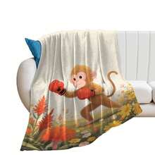 1pc Cartoon Monkey Pattern Printed Flannel Blanket, Simple Style Warm Plush Blanket For Home Decoration, Car, Outdoor, Gift, Multi-Functional All-Season Blanket - Style1 - View 7