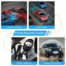 1pc 360° 3/4-Channel Car Dash Cam - Front 1080P & Rear/Left/Right 720P, 3.16" IPS Display, Night Vision, 24H Parking Mode (G-Sensor/Motion Detection),  Music Player, Supports 64GB Card - Four -way display - View 9