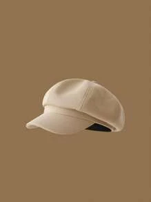 1 Piece Of Women's Octagonal Beret With Adjustable Rope And Metal Buckle, Outdoor Casual Fashion Accessory For Spring, Summer, Autumn, Hat, Fashionable Facial Cover, Elegant Detail Design, Textured Fabric