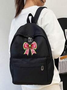 西瓜蝴蝶结女孩背包大容量笔记本电脑背包，返校经典休闲日用背包大学背包轻便学校书包适合女孩男孩，女孩背包书包适合中学青少年背包，防盗笔记本电脑背包旅行日用背包书包礼物