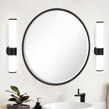 homefire 1/2ER Mirror Light Bathroom LED Wall Lamp 6W Bathroom Lamp Neutral White Light Color 4000K Side Mirror Wall Light Black Bathroom Lamp Mirror Cabinet Lighting 35cm - 黑色 - 查看 2