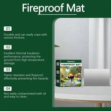 Série de tapis résistants au feu pour barbecue portable HozoneX, tapis de protection résistant au feu et à l'eau pour pelouse, patio et grill extérieur. Imperméable, résistant à l'huile, ignifuge, doux, épais et agréable pour la peau. Avant utilisation, il empêche la brûlure de la pelouse et les risques d'incendie. Après utilisation, il ne brûle pas la pelouse et ne présente pas de risque d'incendie. Remarque : si utilisé sous un foyer, veuillez maintenir une distance de 20 cm. Notre tapis résistant au feu pour barbecue portable contient de la fibre de verre et du silicone.