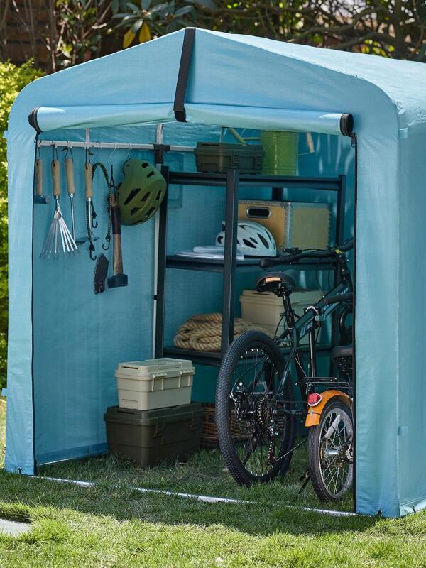 SoBuy Foliengerätehaus Gerätehaus Allzwecküberdachung Folienzelt Gartenschuppen Garagenzelt Fahrradgarage Lagerzelt Aufbewahrungsgarage Foliengarage BHT ca: 159x165x219cm KLS11-L-BL