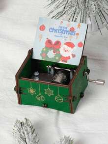 1 pieza Caja de música con cascabeles navideños, adorno de madera con campanas, decoración de Santa Claus viene a la ciudad, adecuado para Navidad, regalos festivos, decoración del hogar - Multicolor - Ver 25