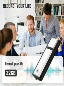 数码录音笔，32GB 录音笔，防噪音 USB 录音设备，可充电录音笔，适用于讲座、采访、会议和课程