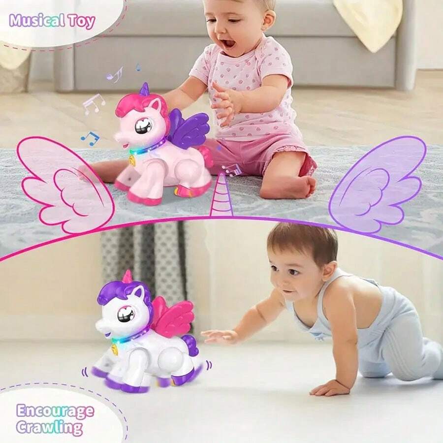 1 pieza Juguete eléctrico de Unicornio Pegaso para niñas, Unicornio alado de fantasía con luces y música, regalo de vacaciones con forma de animal para niños