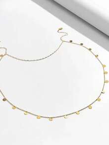 1pc Women's Minimalist Sequin Backless Chain Necklace, Metal Elegant Body Chain - W-xL194 Back Chain - View 4