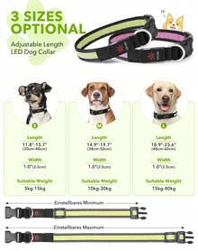 Light Up Dog Collar, USB Rechargeable LED Dog Collar Glow In The Dark, Adjustable Reflective Waterproof Dog Collar Light For Night Walking - Green - View 3