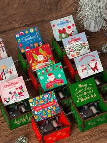 1 pieza Caja de música con cascabeles navideños, adorno de madera con campanas, decoración de Santa Claus viene a la ciudad, adecuado para Navidad, regalos festivos, decoración del hogar - Multicolor - Ver 2