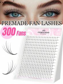 CoMango 300Fans C/D 5D Wispy 预制扇形睫毛延长 0.07MM 尖头底座仿貂皮尖刺睫毛 Wispy 3D 俄罗斯卷单根睫毛延长 睫毛簇、睫毛簇、单根睫毛、睫毛、假睫毛 - 黑色 - 查看 2