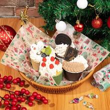 100 Peças Papel Impermeável para Embrulho de Alimentos com Estampa de Cervo de Natal, Papel de Forro Multiuso para Cestas de Alimentos, Adequado para Todas as Ocasiões como Hambúrgueres, Batatas Fritas e Sanduíches, Perfeito como Presente de Natal para Amigos e Família - Multicolorido - Visão 2