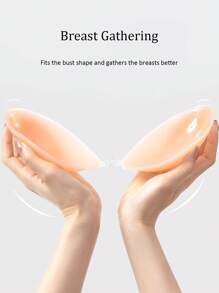全新硅胶无肩带文胸，肩带可拆卸，提升支撑，隐形无缝，适合提升乳沟 - 淺粉色 - 查看 5